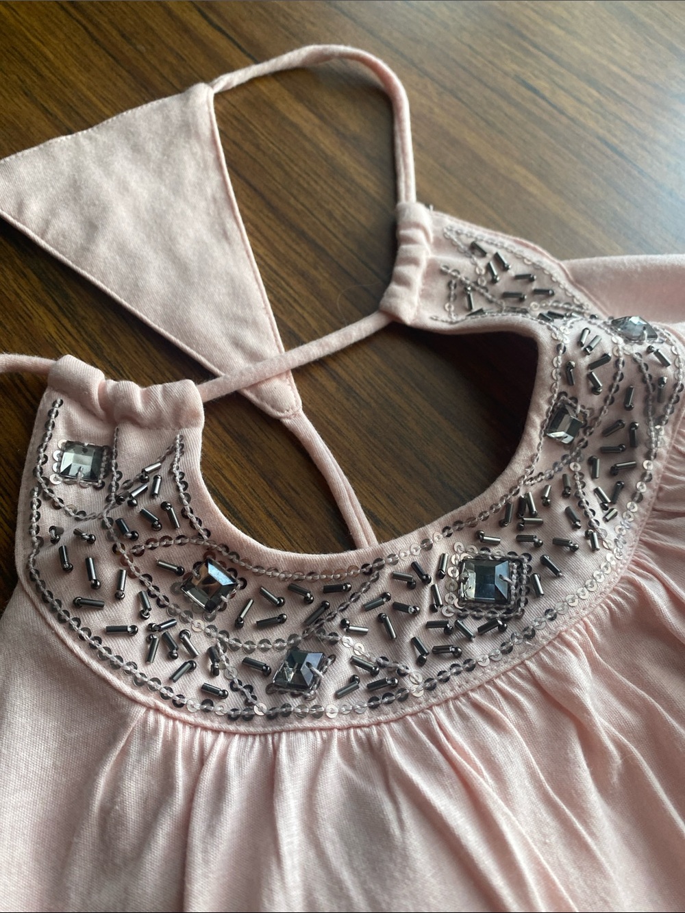 Light Pink Embroidered Halter Tank Top - Picture 2 of 7